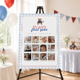 アメリカンなテディベアの1歳の誕生日までの成長記録カード