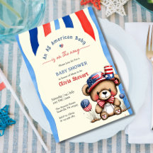 アメリカンなテディベイバーの赤ちゃん 7月4日 ベビーシャワー