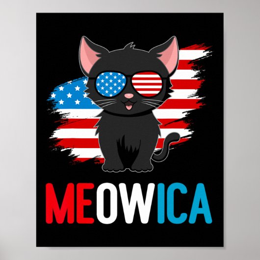アメリカンなネコの独立記念日 メオウィカ 愛国的な子猫 ポスター (正面)