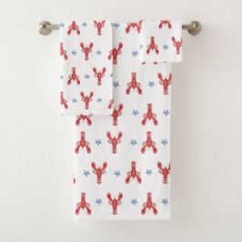 アメリカンなプレッピーな海辺のロブスター バスタオルセット