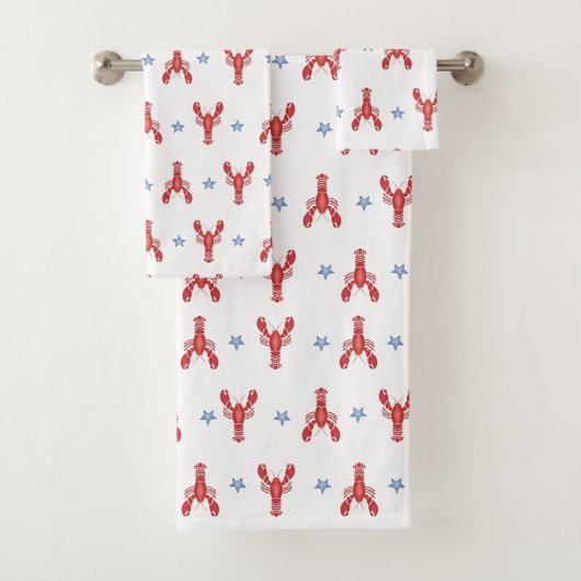 アメリカンなプレッピーな海辺のロブスター バスタオルセット (インサイチュ)