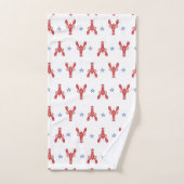 アメリカンなプレッピーな海辺のロブスター バスタオルセット (ハンドタオル)