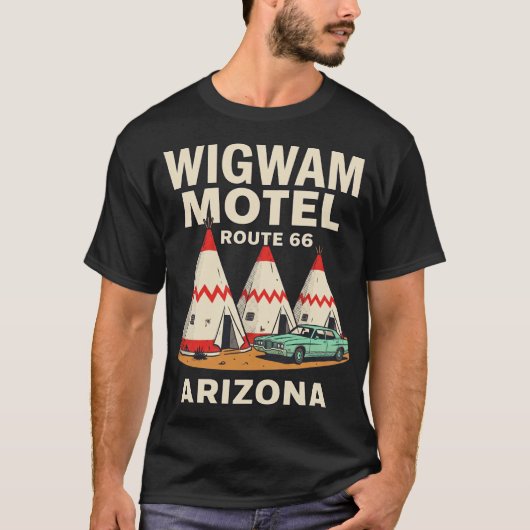 アメリカンなレトロな雰囲気のウィグワムモーテル 70年代 Tシャツ (正面)