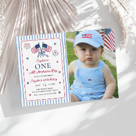 アメリカンな少年 7月4日 誕生日フォト 招待状