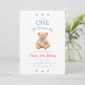 アメリカンな男の子1歳の誕生日 招待状 (スタンド正面)