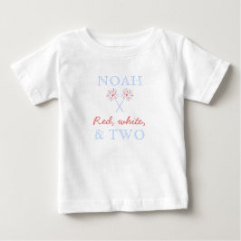 アメリカンな赤白と2歳の誕生日Tシャツ ベビーTシャツ