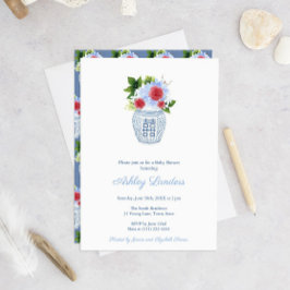 アメリカンな赤白青の男の子ベビーシャワーパーティー 招待状