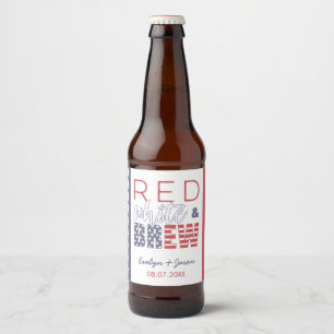 アメリカンな赤白青のBBQパーティー ビールラベル