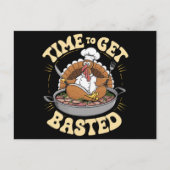 アメリカンな雰囲気満載の七面鳥を焼く楽しい感謝祭 ポストカード (正面)