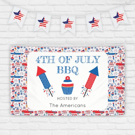 アメリカンな7月4日BBQ 横断幕
