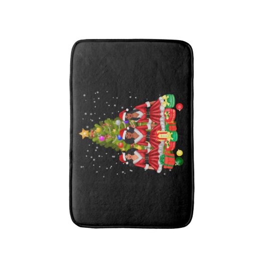 アメリカンアフリカンクリスマスサンタクロース黒人女性 バスマット (正面縦)