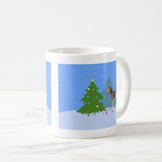 アメリカンイングリッシュコ飾ンハウンドのクリスマス コーヒーマグカップ (正面右)