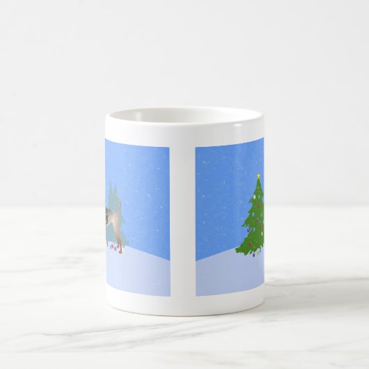 アメリカンイングリッシュコ飾ンハウンドのクリスマス コーヒーマグカップ (中央)