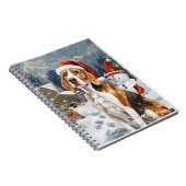 アメリカンイングリッシュフォックスハウンドウィンタークリスマスジョイ ノートブック (右側)