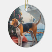 アメリカンイングリッシュフォックスハウンドクリスマスクルーズホリデー セラミックオーナメント (左)