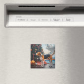 アメリカンイングリッシュフォックスハウンドクリスマスクルーズホリデー マグネット (インサイチュ (食洗機))