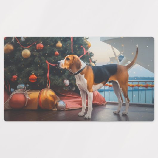 アメリカンイングリッシュフォックスハウンドクリスマスクルーズホリデー ラベル (デザイン1)