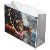 アメリカンイングリッシュフォックスハウンドクリスマスクルーズホリデー ラージペーパーバッグ (裏面アングル)