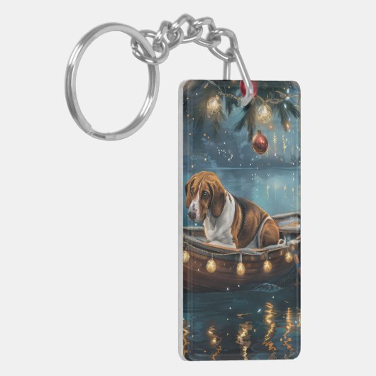 アメリカンイングリッシュフォックスハウンドクリスマスフェスティバル航海 キーホルダー (正面左)
