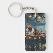 アメリカンイングリッシュフォックスハウンドクリスマスフェスティバル航海 キーホルダー (正面)