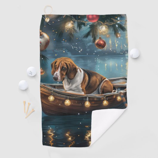 アメリカンイングリッシュフォックスハウンドクリスマスフェスティバル航海 ゴルフタオル (インサイチュ)