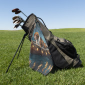 アメリカンイングリッシュフォックスハウンドクリスマスフェスティバル航海 ゴルフタオル (グリーン)