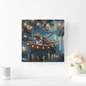 アメリカンイングリッシュフォックスハウンドクリスマスフェスティバル航海 スクエア壁時計 (ホーム)