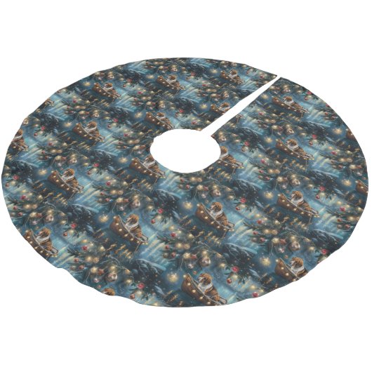 アメリカンイングリッシュフォックスハウンドクリスマスフェスティバル航海 ブラッシュドポリエステルツリースカート (アングル)