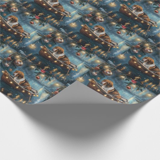 アメリカンイングリッシュフォックスハウンドクリスマスフェスティバル航海 ラッピングペーパー (角)