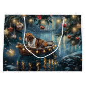 アメリカンイングリッシュフォックスハウンドクリスマスフェスティバル航海 ラージペーパーバッグ (正面)