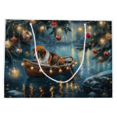 アメリカンイングリッシュフォックスハウンドクリスマスフェスティバル航海 ラージペーパーバッグ (裏面)