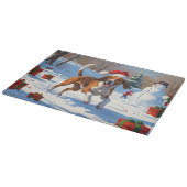 アメリカンイングリッシュフォックスハウンドクリスマスフェスティバル雪 カッティングボード (角)