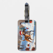 アメリカンイングリッシュフォックスハウンドクリスマスフェスティバル雪 ラゲッジタグ (裏面縦)