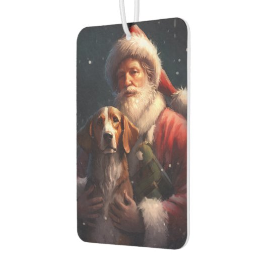 アメリカンイングリッシュフォックスハウンドサンタクロースのクリスマス カーエアーフレッシュナー (左)