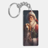 アメリカンイングリッシュフォックスハウンドサンタクロースのクリスマス キーホルダー (正面左)