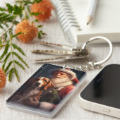 アメリカンイングリッシュフォックスハウンドサンタクロースのクリスマス キーホルダー (正面右)