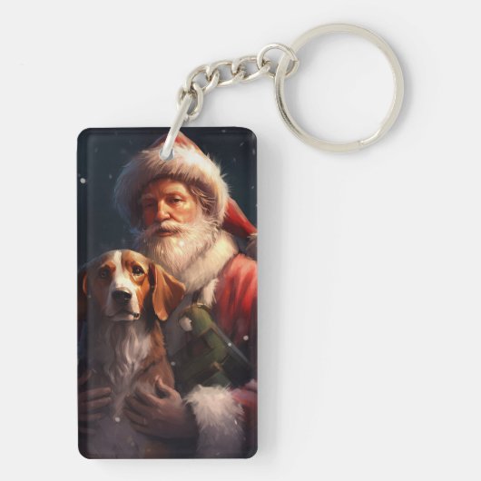 アメリカンイングリッシュフォックスハウンドサンタクロースのクリスマス キーホルダー (裏面)