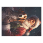 アメリカンイングリッシュフォックスハウンドサンタクロースのクリスマス テーブルクロス (正面(横))