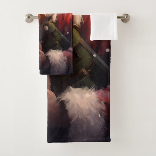 アメリカンイングリッシュフォックスハウンドサンタクロースのクリスマス バスタオルセット (インサイチュ)