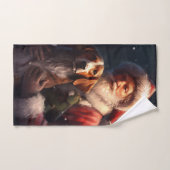 アメリカンイングリッシュフォックスハウンドサンタクロースのクリスマス バスタオルセット (ハンドタオル)