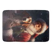 アメリカンイングリッシュフォックスハウンドサンタクロースのクリスマス バスマット (正面)