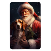 アメリカンイングリッシュフォックスハウンドサンタクロースのクリスマス マグネット (縦)