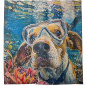 アメリカンイングリッシュフォックスハウンドスキューバダイビング シャワーカーテン (正面)