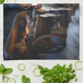 アメリカンイングリッシュフォックスハウンドスノーウィースライクリスマス キッチンタオル (折り畳み)