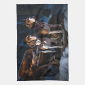 アメリカンイングリッシュフォックスハウンドスノーウィースライクリスマス キッチンタオル (縦)