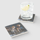 アメリカンイングリッシュフォックスハウンドスノーウィースライクリスマス ストーンコースター (横)