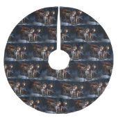 アメリカンイングリッシュフォックスハウンドスノーウィースライクリスマス ブラッシュドポリエステルツリースカート (正面)