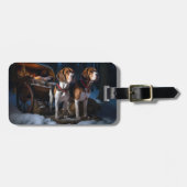 アメリカンイングリッシュフォックスハウンドスノーウィースライクリスマス ラゲッジタグ (正面横)