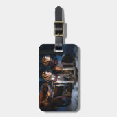 アメリカンイングリッシュフォックスハウンドスノーウィースライクリスマス ラゲッジタグ (正面縦)