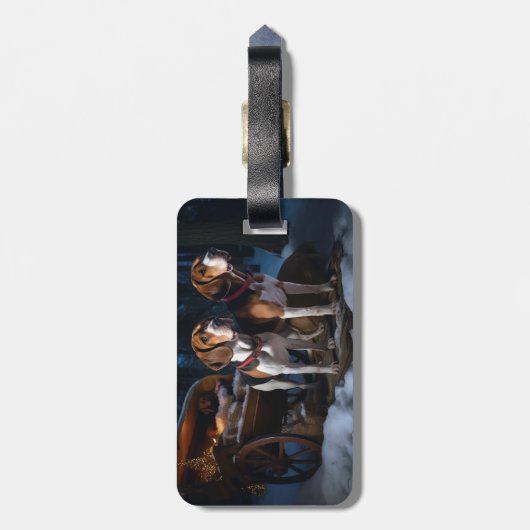 アメリカンイングリッシュフォックスハウンドスノーウィースライクリスマス ラゲッジタグ (裏面縦)